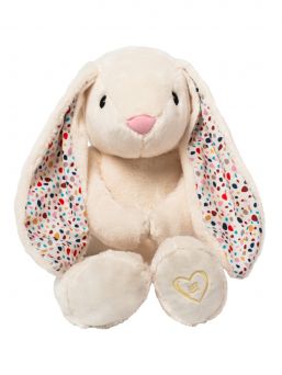 A soft sweetness, Whisbear a noise rabbit, The Humming Bunny helps a child fall asleep with the help of a pink noise. The humming Bunny has a CRYsensor that allows the device to detect the baby's crying, vocalization and movement and restart the noise sound.