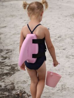 The Swimfin Shark Fin for Children learning to swim, a safety swimming aid and flotation device.