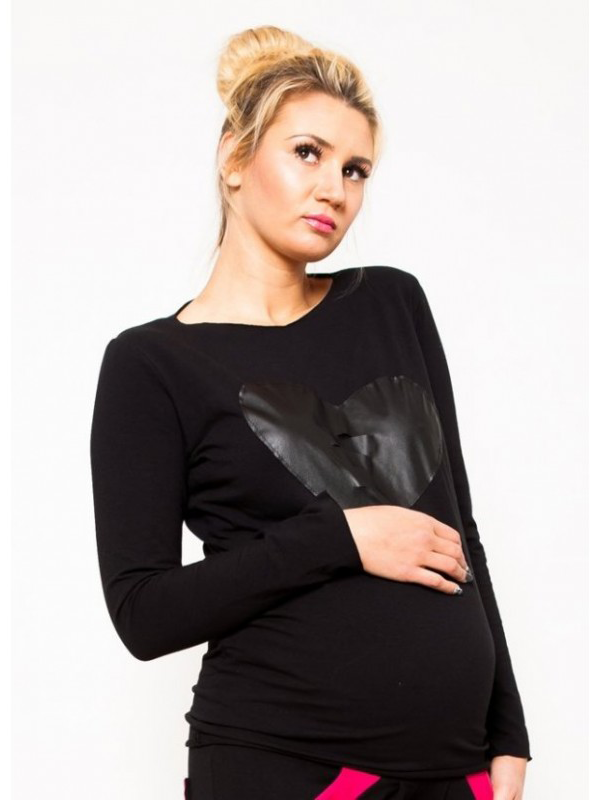 Maternity heart paterny top - BLACK (leather heart)