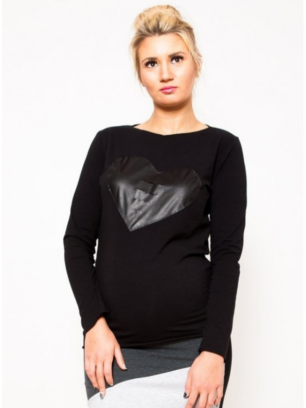 Maternity heart paterny top - BLACK (leather heart)
