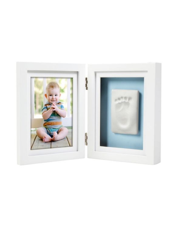 Double frame for handprint or footprint + photo, white