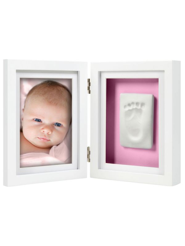 Double frame for handprint or footprint + photo, white