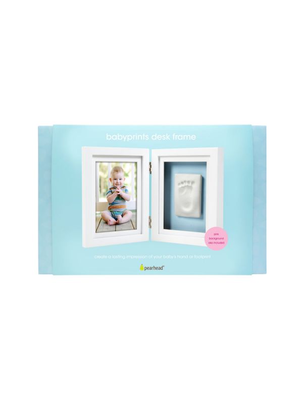 Double frame for handprint or footprint + photo, white