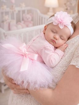 Tutu + headband flower, light pink