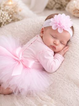 Tutu + headband flower, light pink