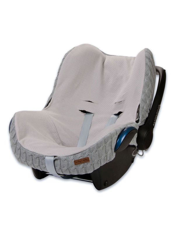 Baby's Only - cover for a infant car seat, Light gray braided knit