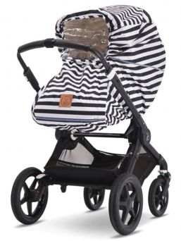 Baby Wallaby - Baby carriage raincover, black and white