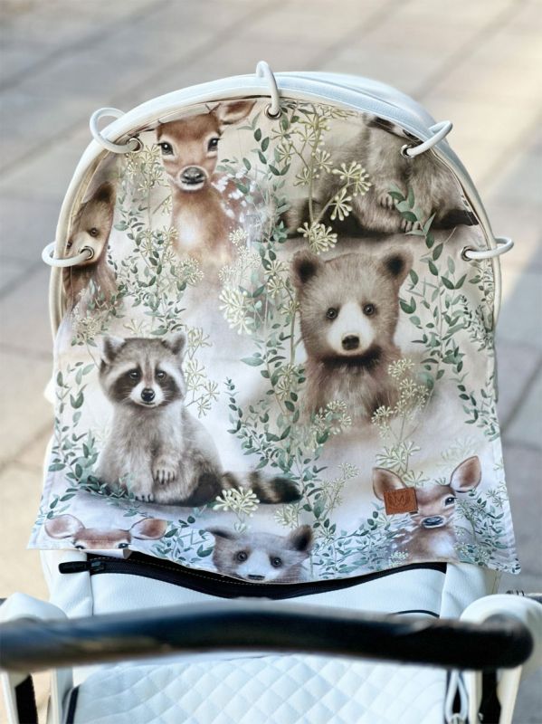 Pram curtain, forest animals