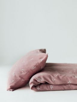 Baby duvet cover set gauze 85x125cm - Blush Leaves