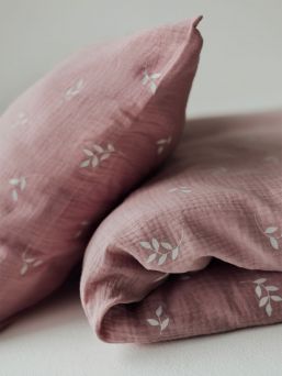 Baby duvet cover set gauze 85x125cm - Blush Leaves