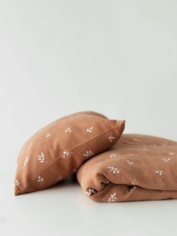 Baby duvet cover set gauze 85x125cm - Caramel Leaves