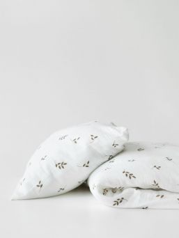 Baby duvet cover set gauze 85x125cm - Cream Leaves