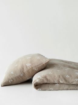 Baby duvet cover set gauze 85x125cm - Sand Leaves