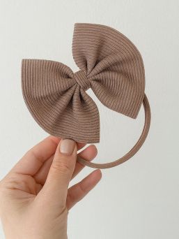 Baby bow headband – soft and elastic headband, Dark Beige