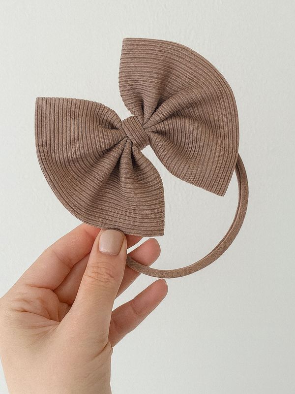 Baby bow headband – soft and elastic headband, Dark Beige