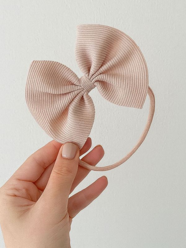 Baby bow headband – soft and elastic headband, Light Beige