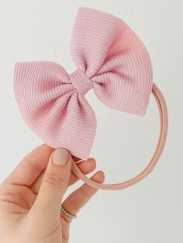 Baby bow headband – soft and elastic headband, Old Pink