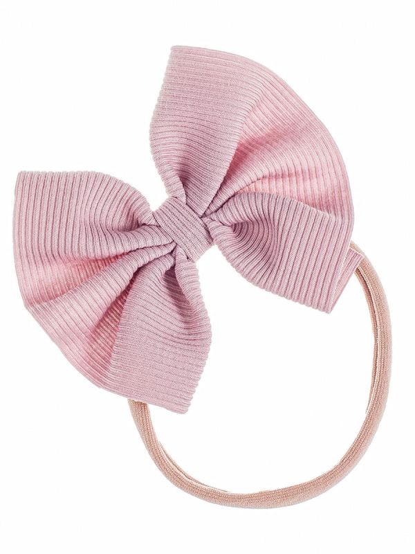 Baby bow headband – soft and elastic headband, Old Pink