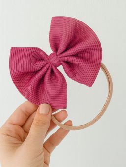 Baby bow headband – soft and elastic headband, Rasberry