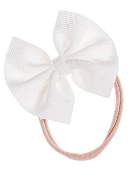 Baby bow headband – soft and elastic headband, White