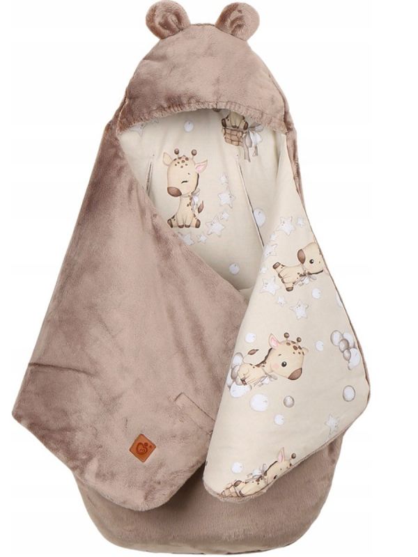 Baby Car Seat Warmer Bag – Beige velvet and giraffes
