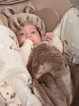 Baby Car Seat Warmer Bag – Beige velvet and giraffes