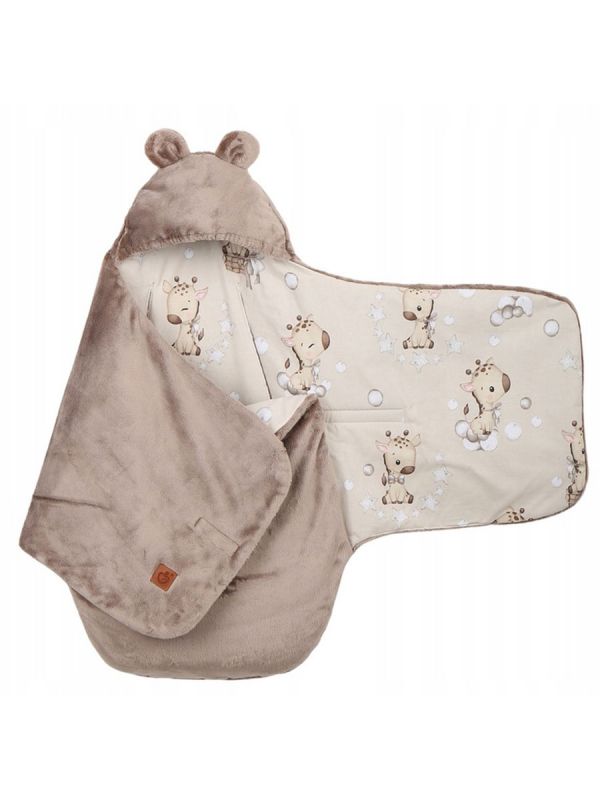 Baby Car Seat Warmer Bag – Beige velvet and giraffes