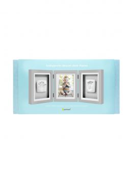 Baby photo and plaster frame, grey