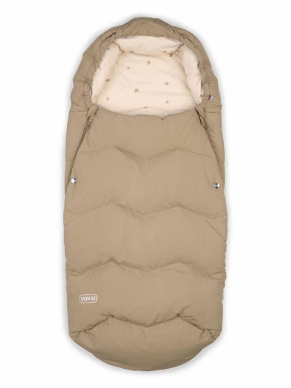 VOKSI - Explorer baby's bigger down footmuff, Dark Sand