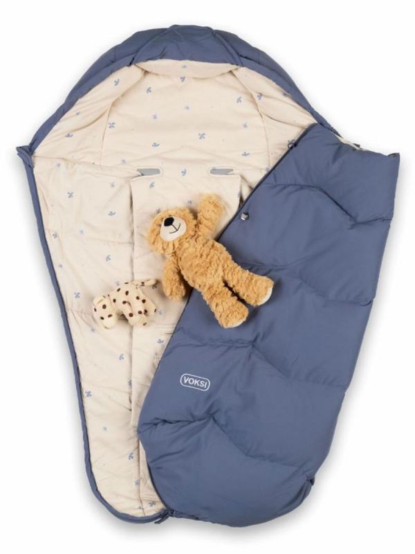 VOKSI - Explorer baby's bigger down footmuff, Stone Blue