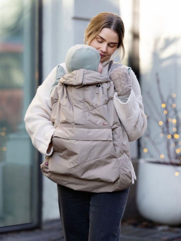 Voksi Carrier Cover – Warm wind protection for baby carrier, Dark Sand
