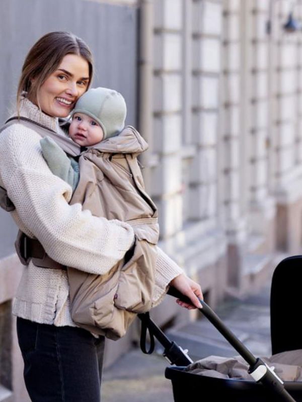 Voksi Carrier Cover – Warm wind protection for baby carrier, Dark Sand