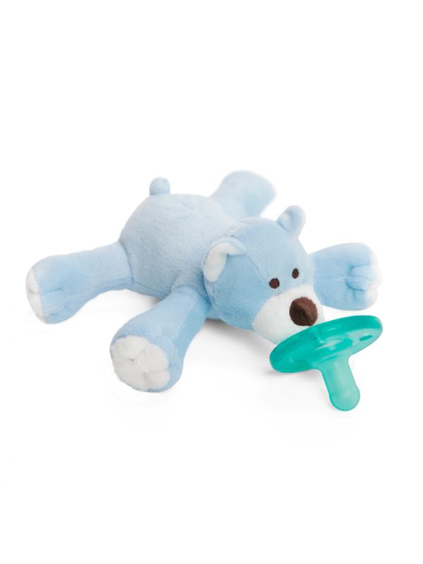 The WubbaNub Plush Toy Pacifier is designed to give your baby comfort with a soft, bean-filled animal friend that provides stimulation for little fingers.