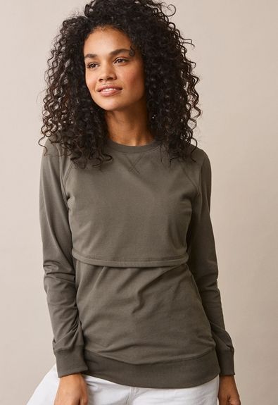 BOOB DESIGN B-Warmer Sweatshirt nursing shirt keeps the breasts warm both during bouncing winter frosts and on summer evenings. The shirt is made of double fabric at the breasts and the lower layer is warming fleece.