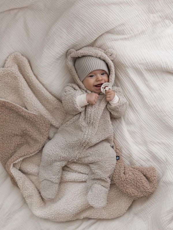 Babystyling teddy bear jumpsuit for baby, Sand