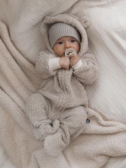 Babystyling teddy bear jumpsuit for baby, Sand