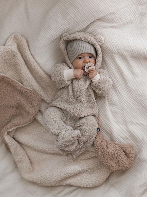 Babystyling teddy bear jumpsuit for baby, Sand