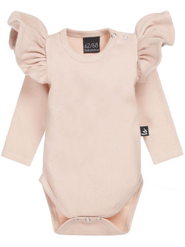 Babystyling Ruffle romper Rib Rose