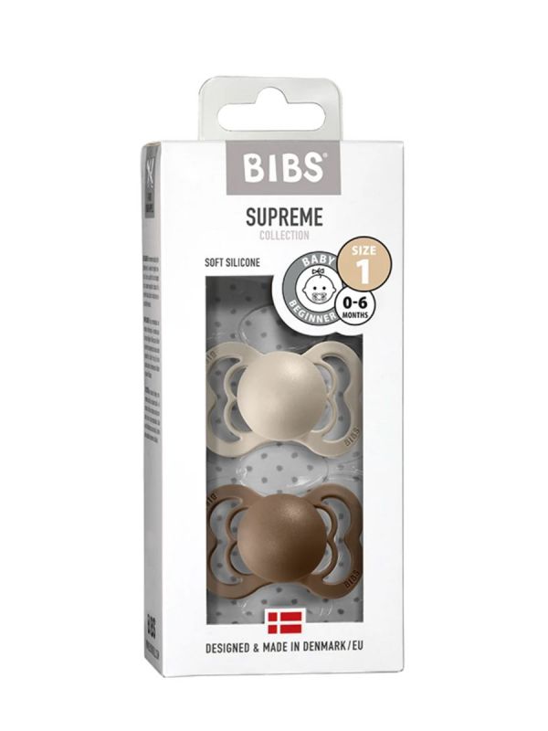 The BIBS Supreme pacifier has a valve that allows air to escape from inside the pacifier. As air escapes from inside the pacifier, the pressure in the child's palate and gums decreases. 2-pack.