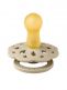 BIBS BOHEME pacifier  - The round natural rubber latex nipple is designed to resemble the shape and size of the mother’s soft nipple and promotes a similar tongue placement and sucking technique when breastfeeding