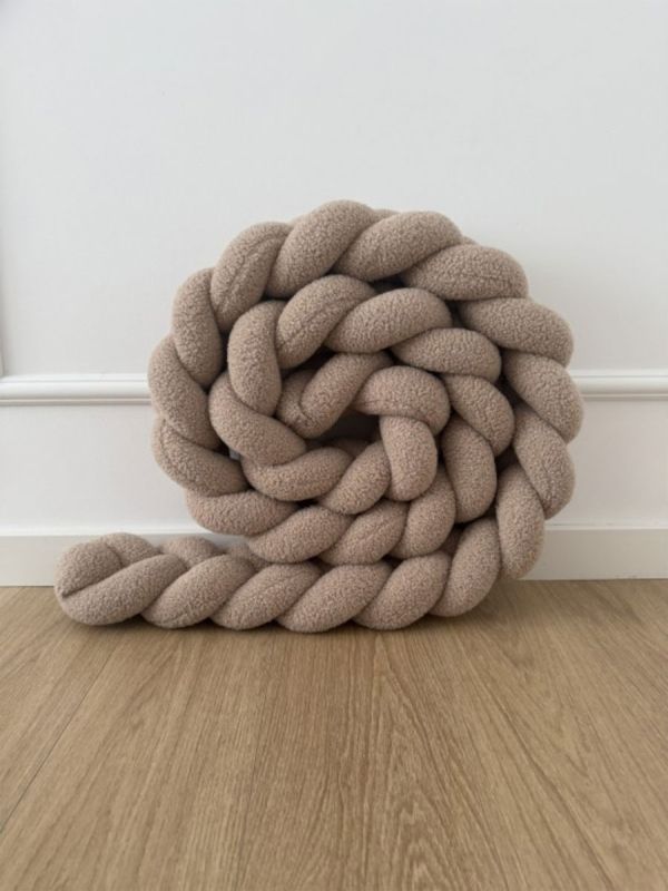 Boucle Braided Edge Protector for Cot and Junior Bed - Beige