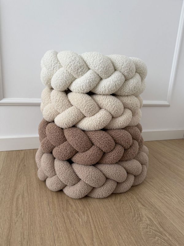 Bouclé Braided Edge Protector for Cot and Junior Bed - Ecru