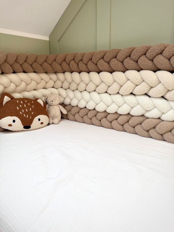 Bouclé Braided Edge Protector for Cot and Junior Bed - Ecru