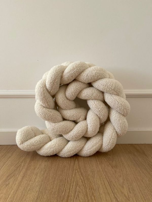 Bouclé Braided Edge Protector for Cot and Junior Bed - Ecru