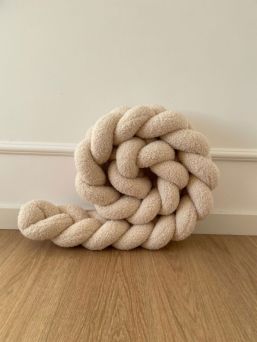 Bouclé Braided Edge Protector for Cot and Junior Bed - Light Beige