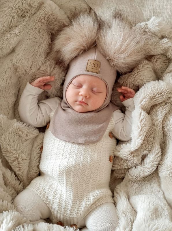 Fio - baby helmet cap, beige