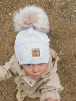 Fio - tassel beanie, light gray 