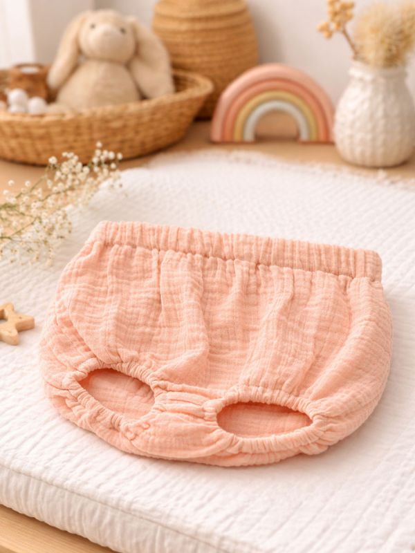 Gipsy Parrot Bloomers – Soft Gauze Pants for Baby Girls, Apricot