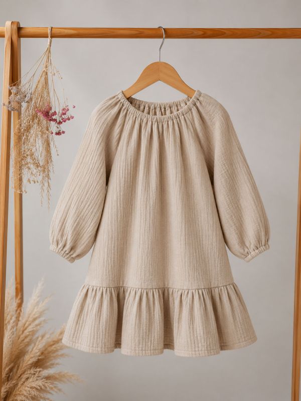 Gauze dress for children (long-sleeves), Beige