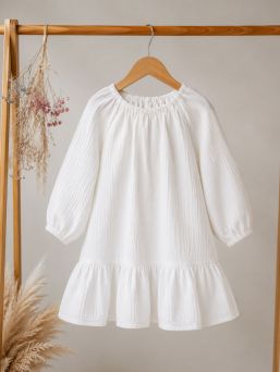 Gauze dress for children (long-sleeves), White